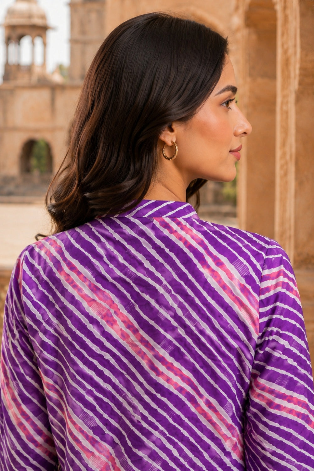 Lilac Leheriya Grace Pintuck Cotton Kurta