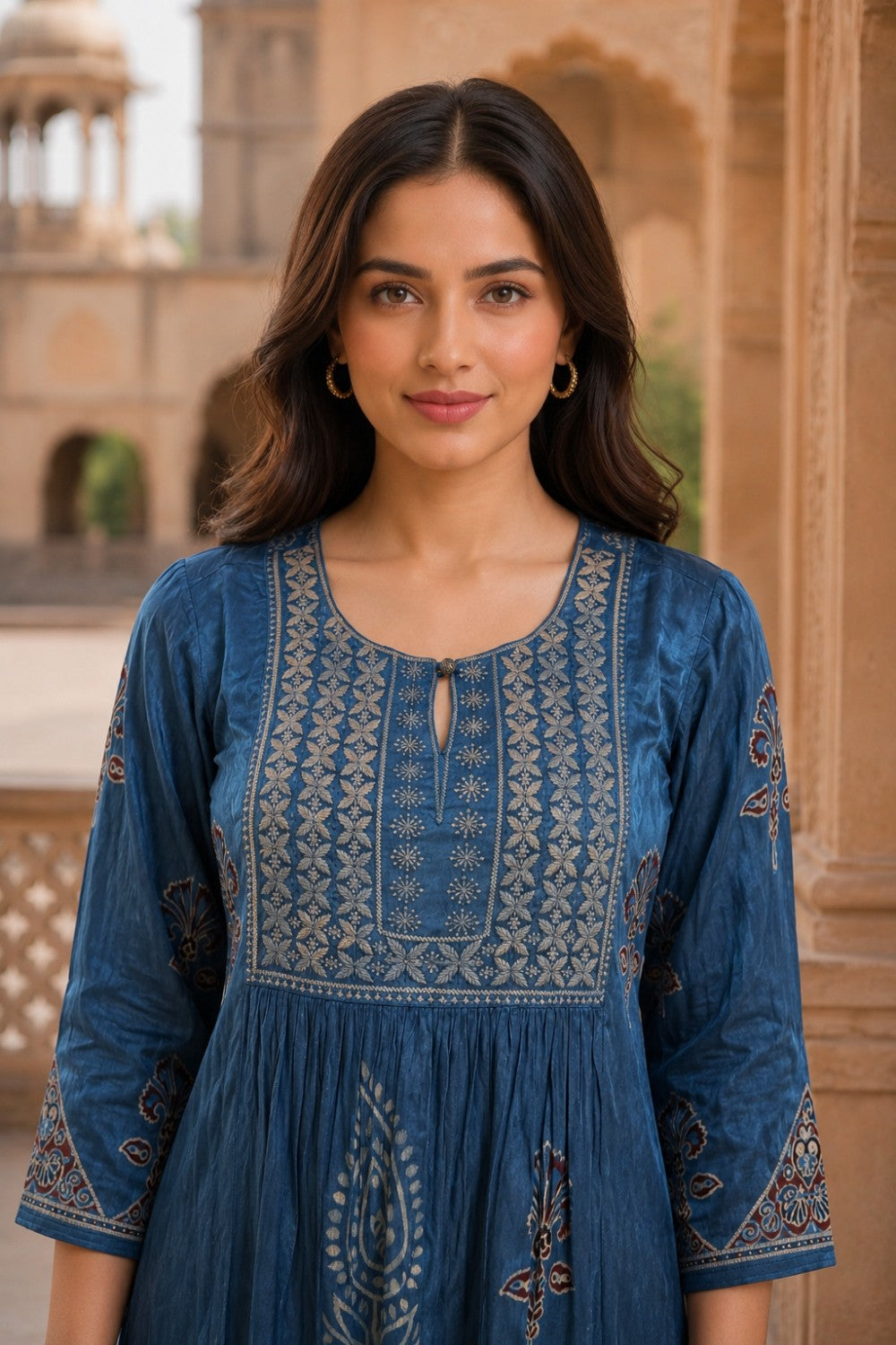Neelara Ajrakh Embroidered Kurta