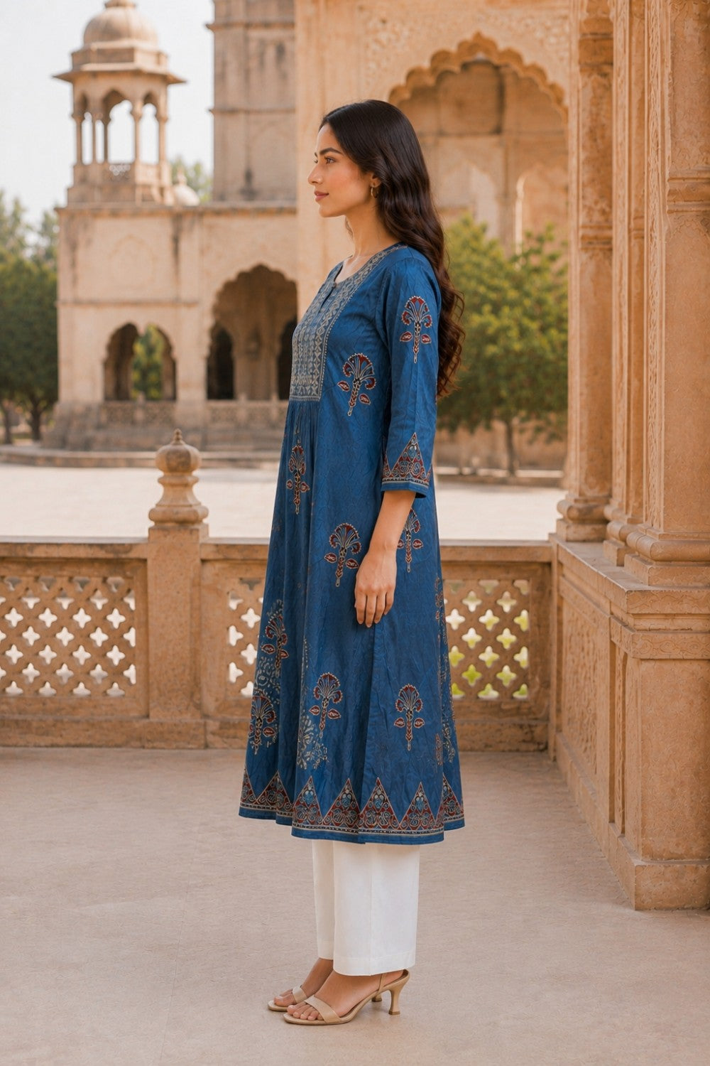 Neelara Ajrakh Embroidered Kurta