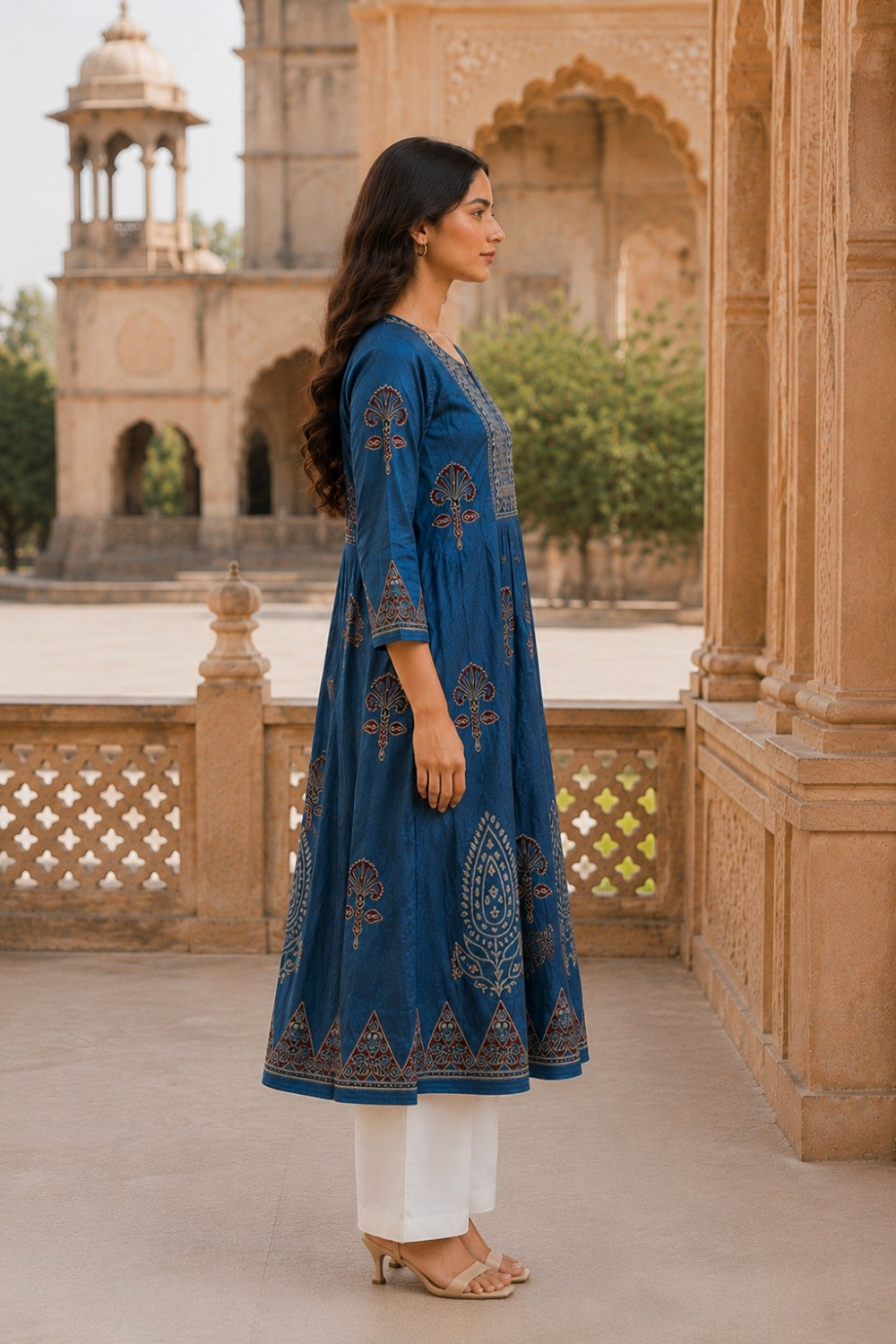 Neelara Ajrakh Embroidered Kurta