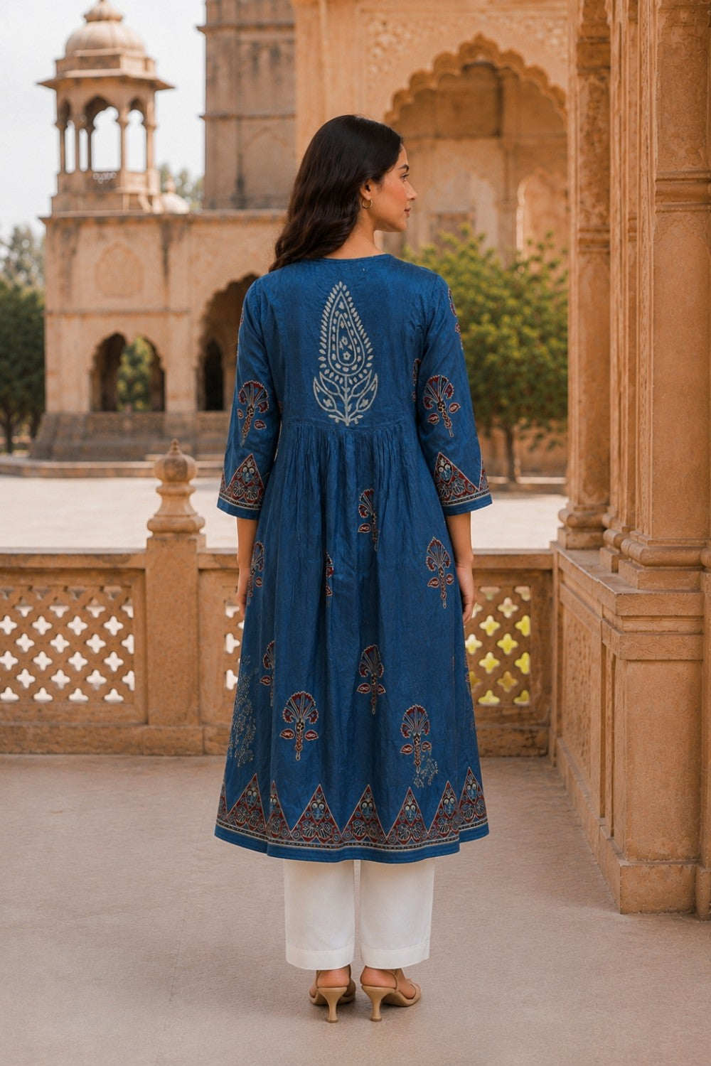 Neelara Ajrakh Embroidered Kurta