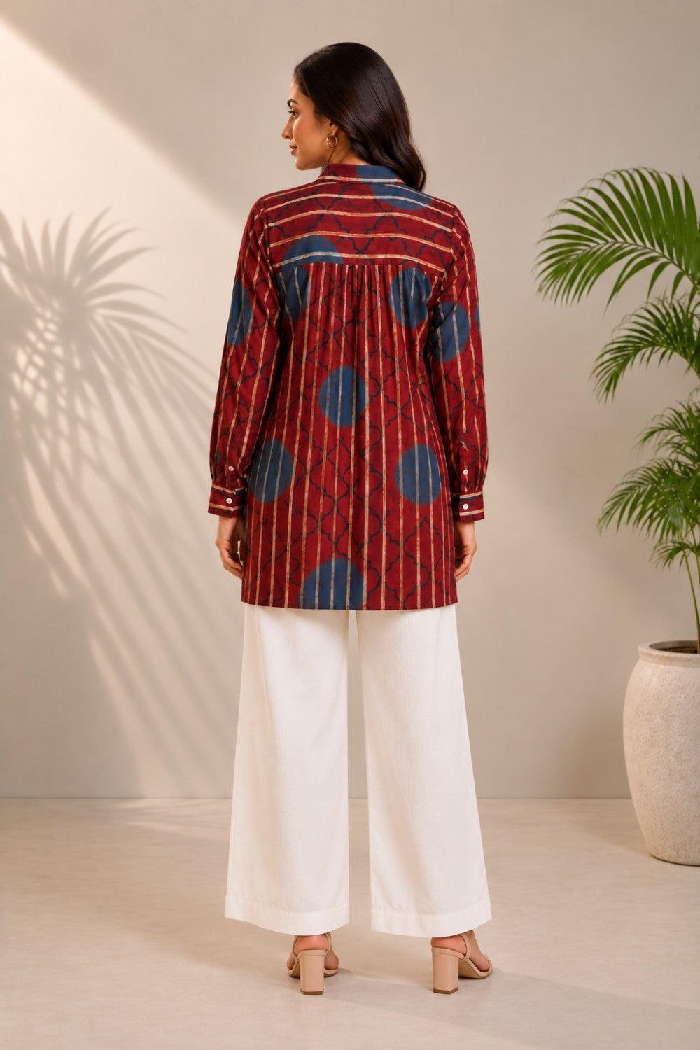 Mehrun Ajrakh Long Shirt Top
