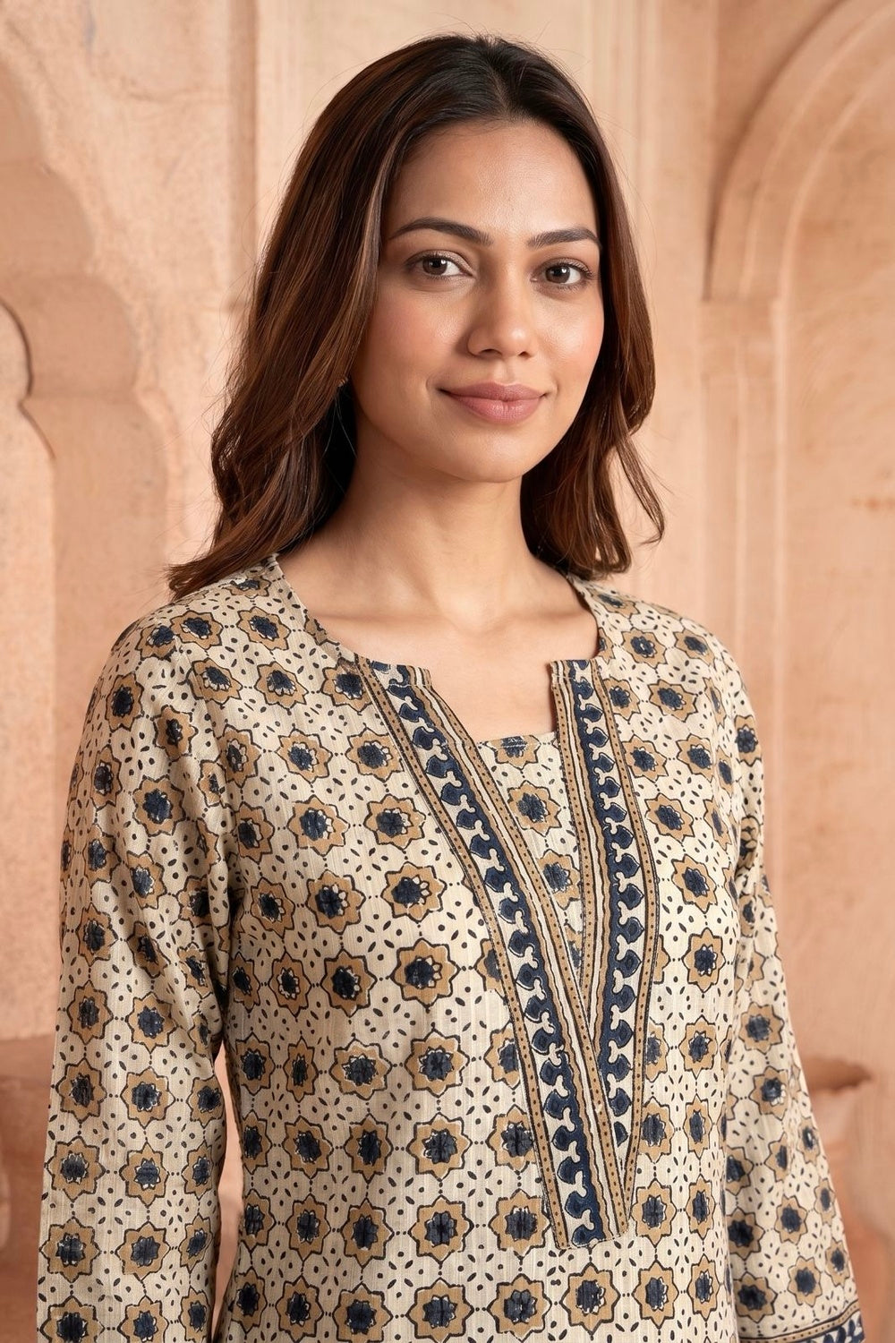 Mehrun Cotton Dobby Hand Ajrakh Kurta