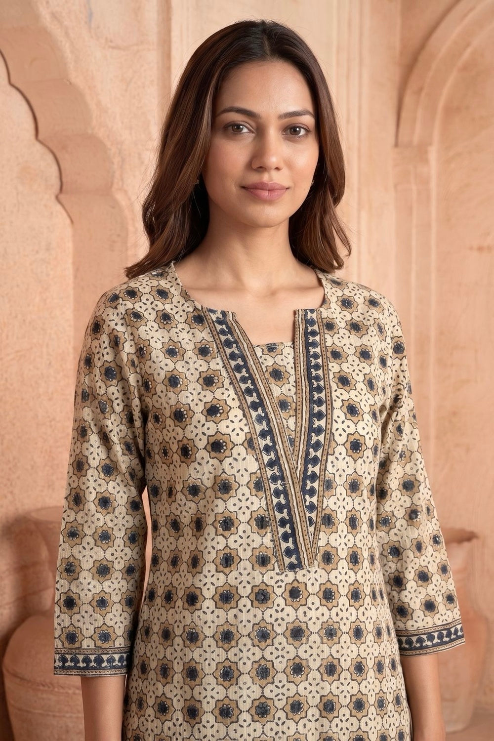 Mehrun Cotton Dobby Hand Ajrakh Kurta