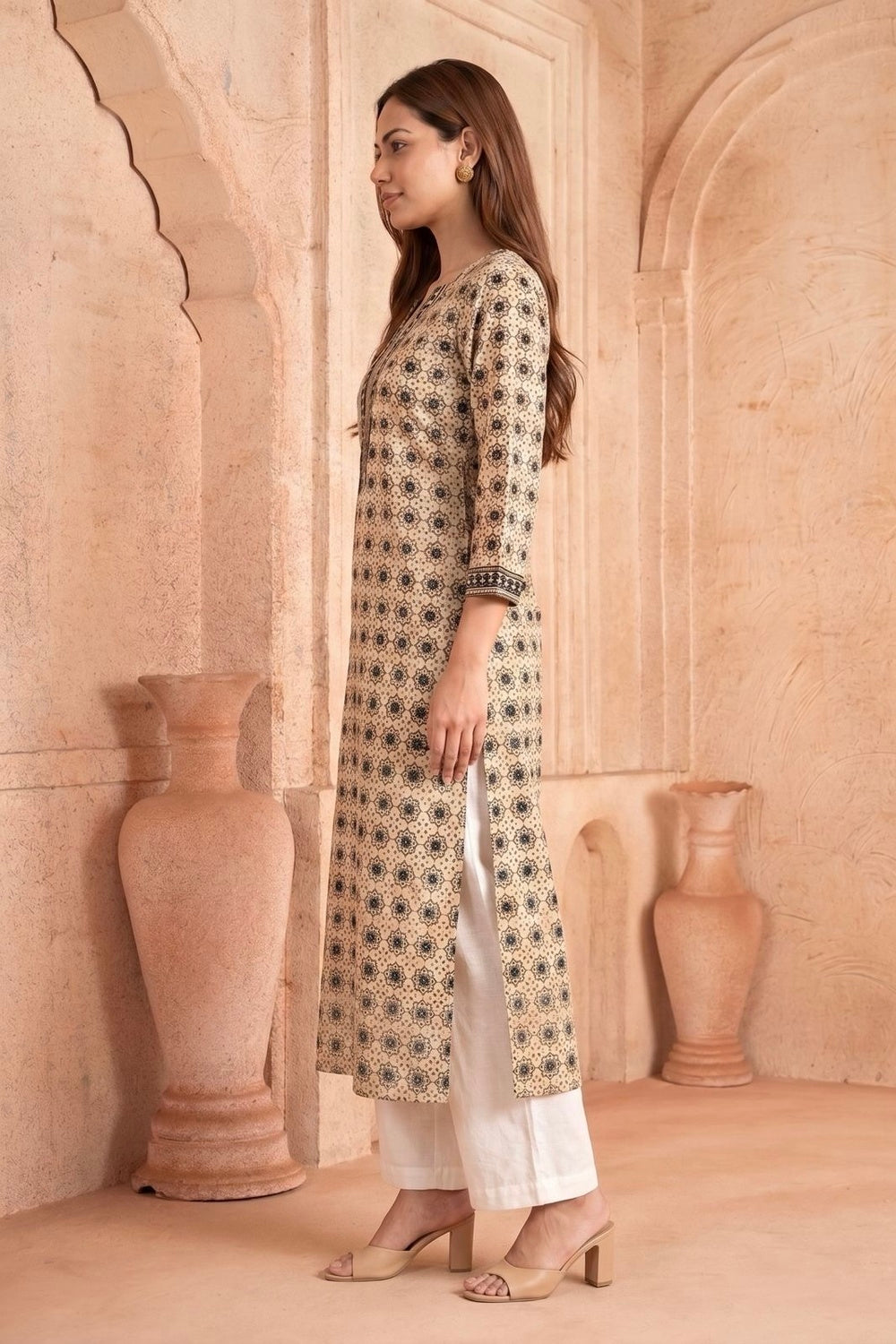 Mehrun Cotton Dobby Hand Ajrakh Kurta