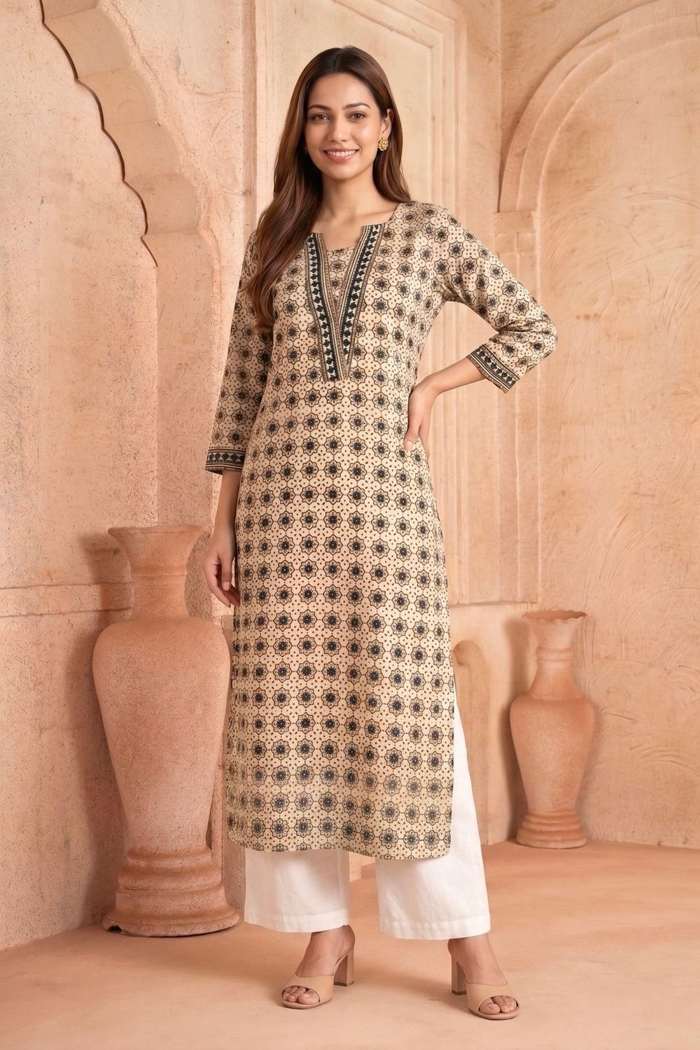 Mehrun Cotton Dobby Hand Ajrakh Kurta