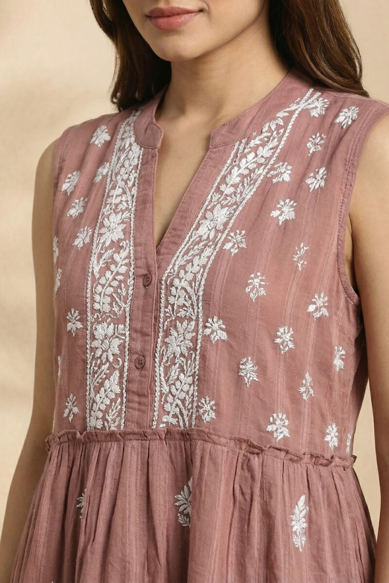 Cocoa Grace Hand Chikankari Cotton Dobby Kurta