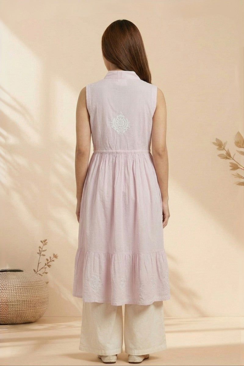 Blush Whisper Chikankari Cotton Dobby Kurta