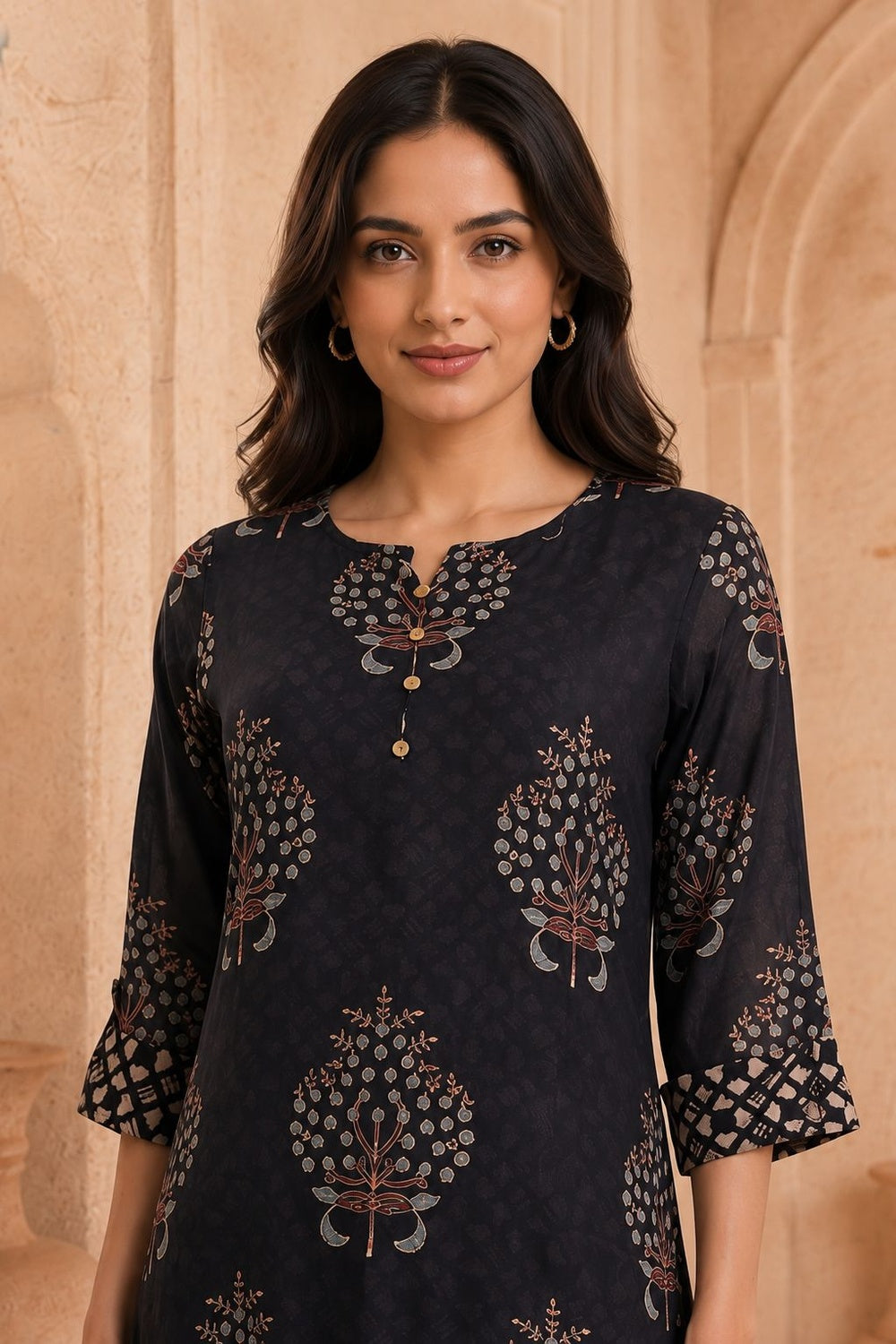 Nayra Mulmul Ajrakh Layered Kurta