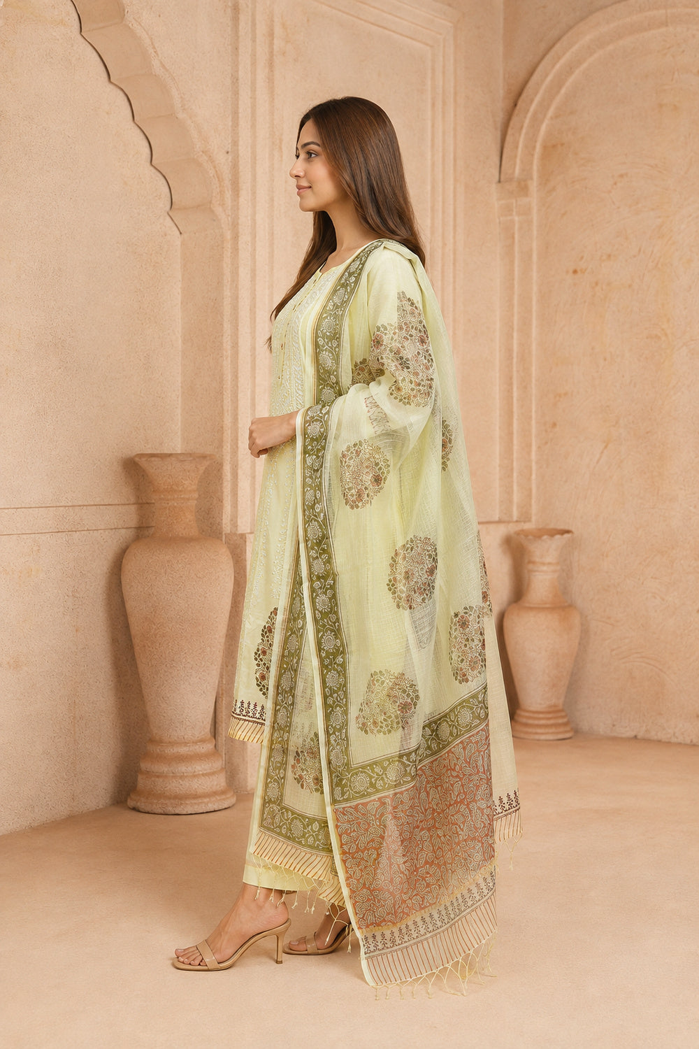 Aarini Lemon Chikankari 3-Piece Set