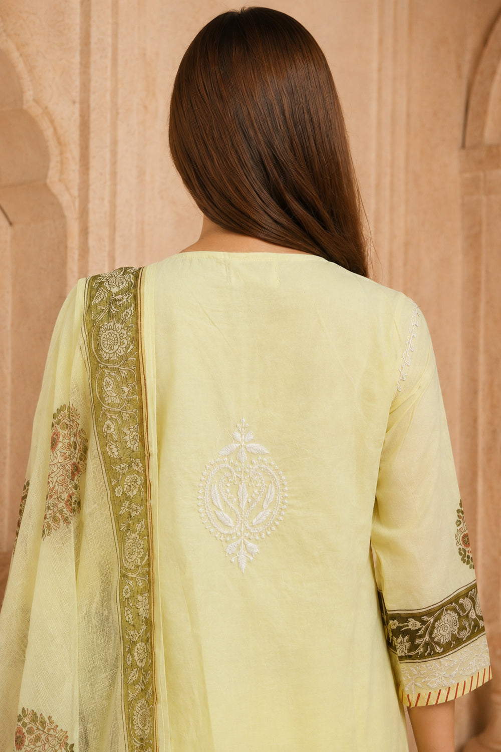 Aarini Lemon Chikankari 3-Piece Set