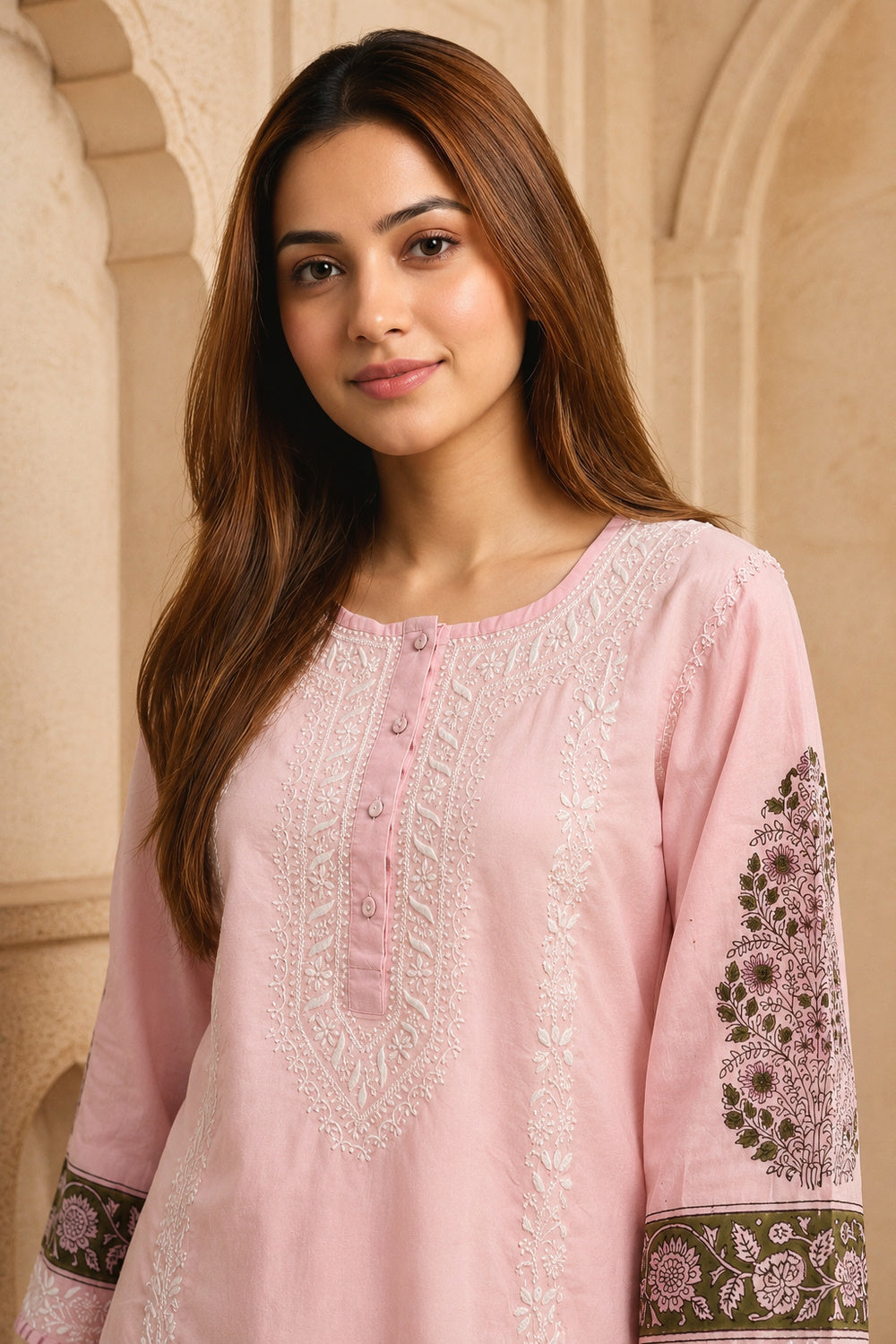Inaya Blush Chikankari 3-Piece Set