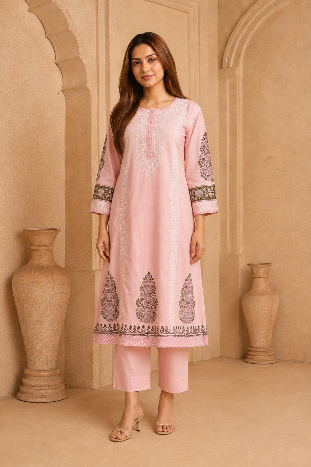 Inaya Blush Chikankari 3-Piece Set