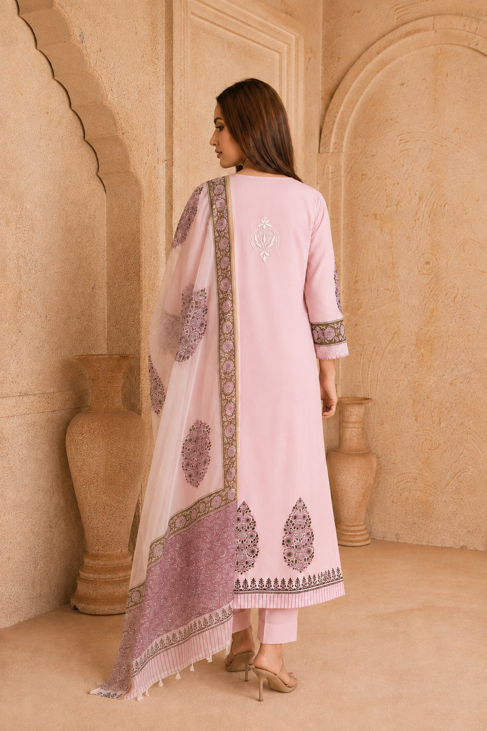 Inaya Blush Chikankari 3-Piece Set