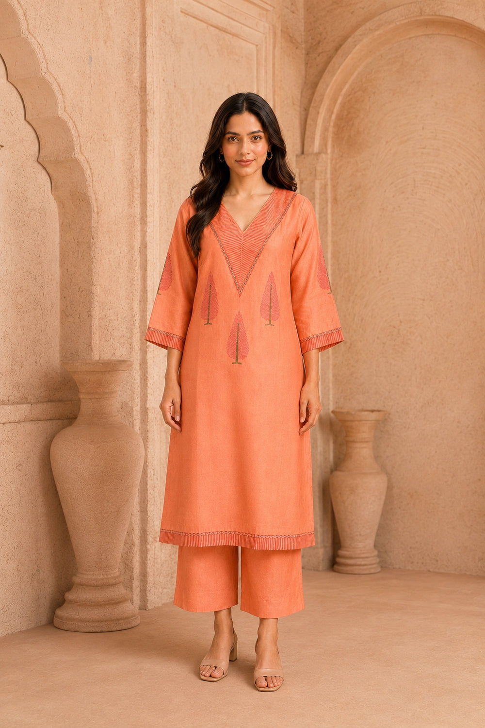 Gulnaar Chanderi Handcrafted Kurta Set