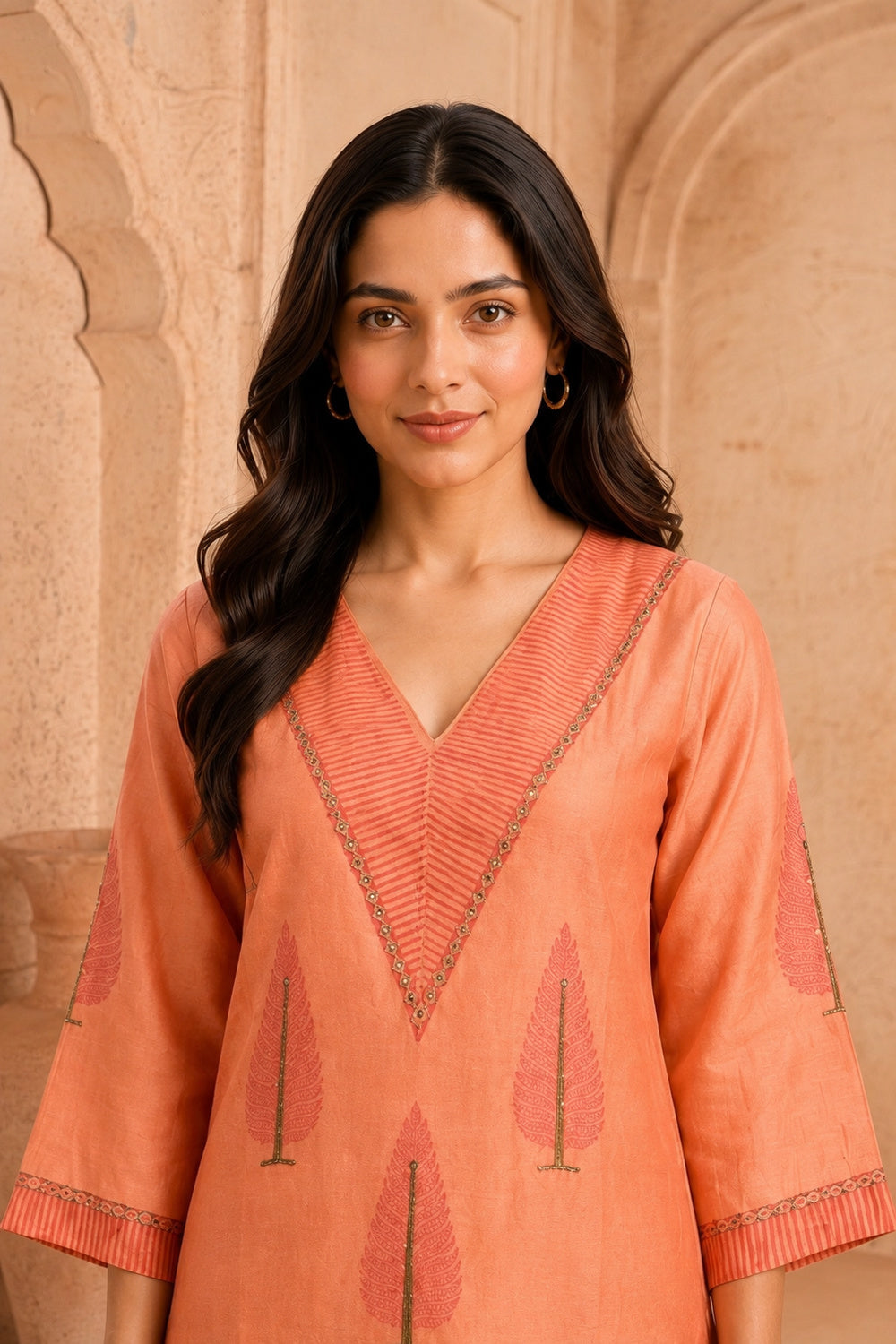 Gulnaar Chanderi Handcrafted Kurta Set