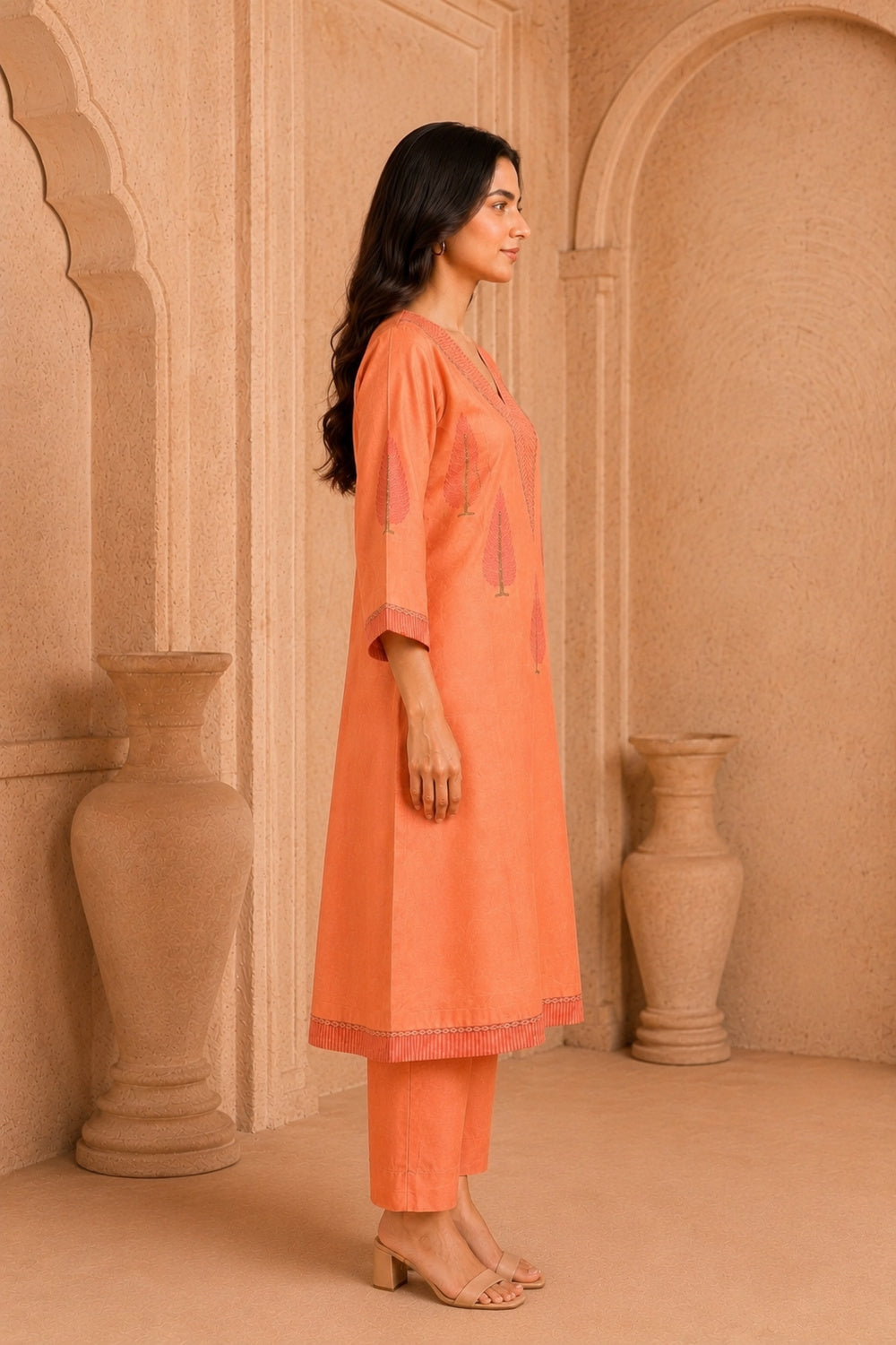 Gulnaar Chanderi Handcrafted Kurta Set