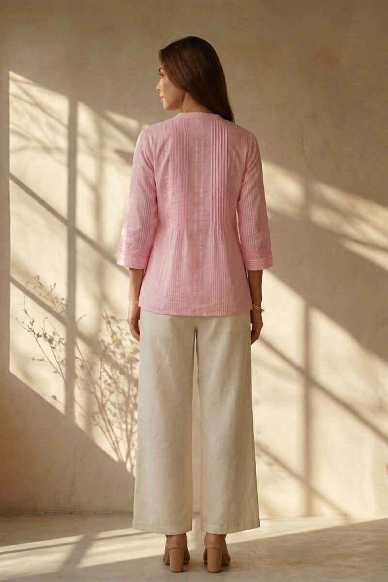 Rosé Grace Hand Chikankari Cotton Top