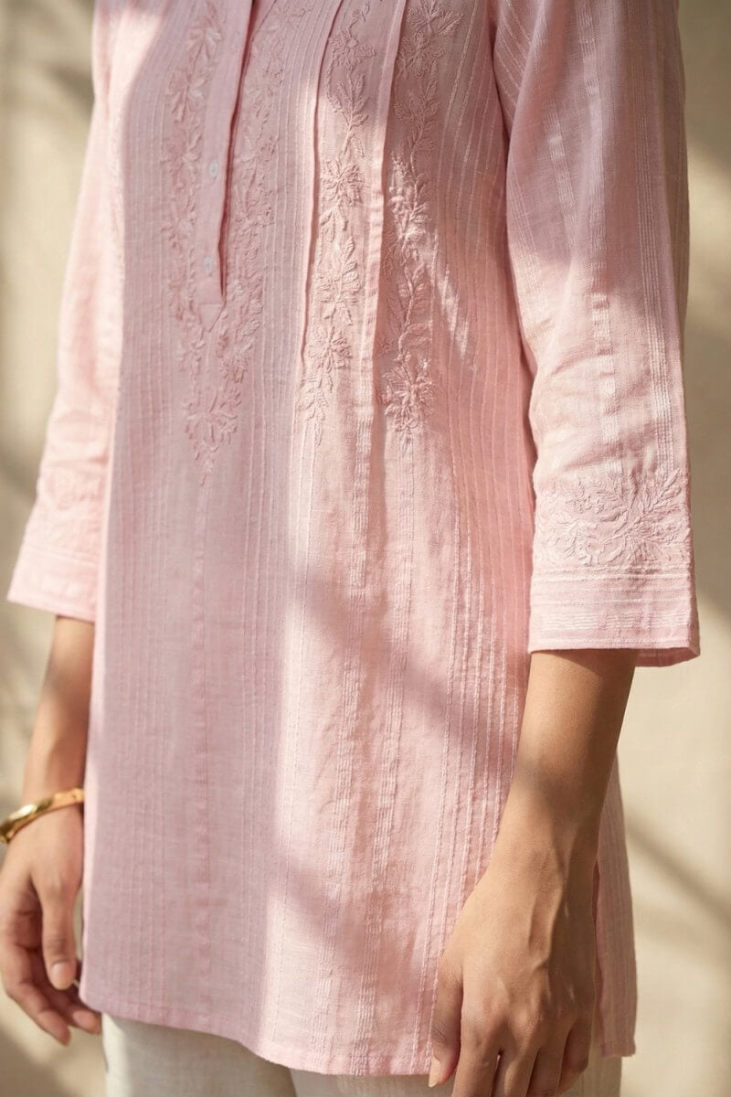 Rosé Grace Hand Chikankari Cotton Top