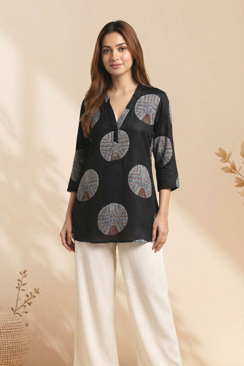 Noir Eclipse Ajrakh Modal Top