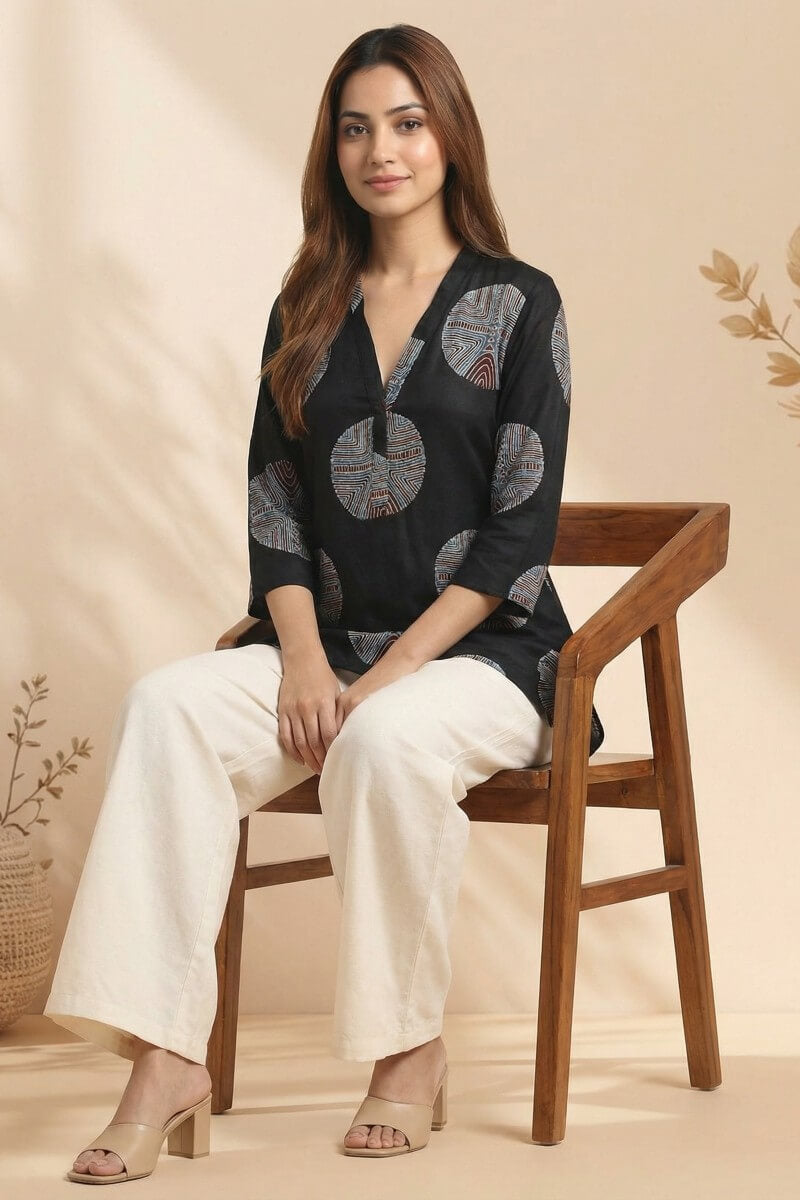 Noir Eclipse Ajrakh Modal Top