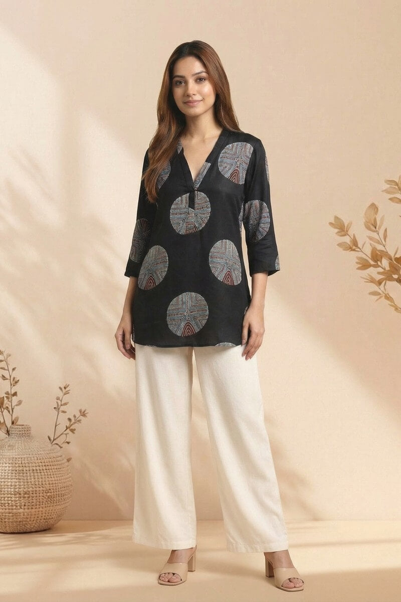 Noir Eclipse Ajrakh Modal Top