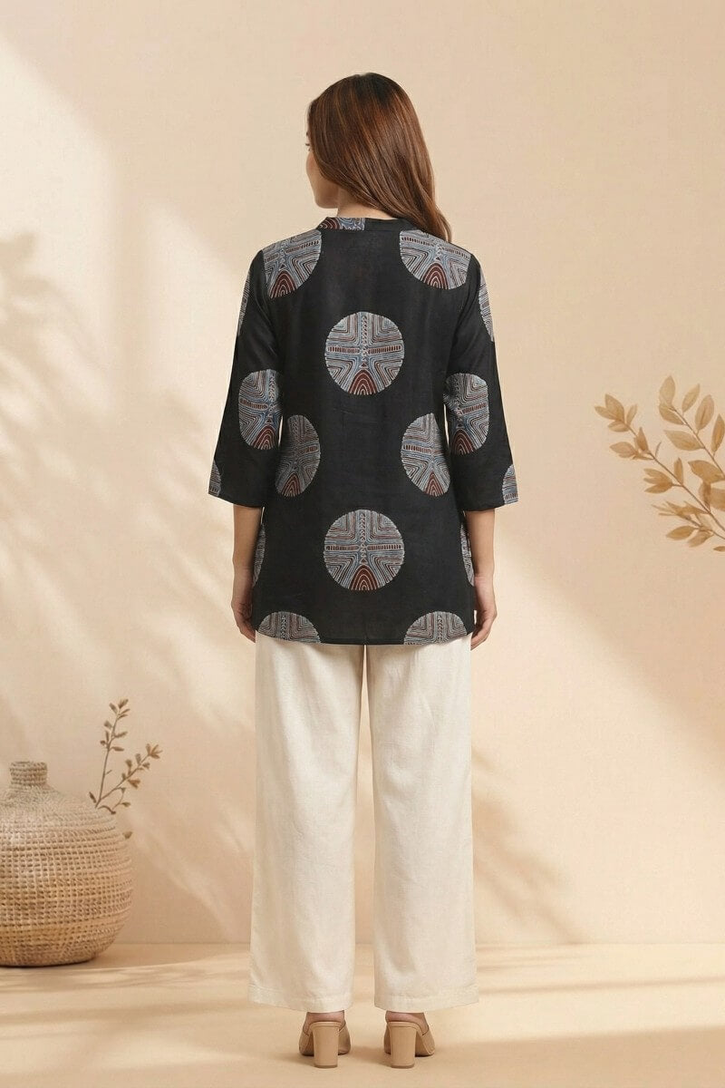 Noir Eclipse Ajrakh Modal Top