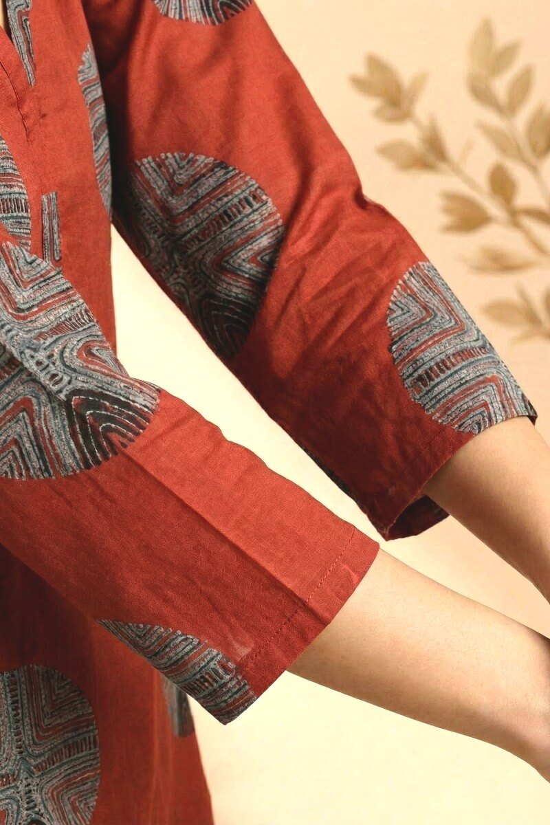 Rust Aura Ajrakh Modal Top