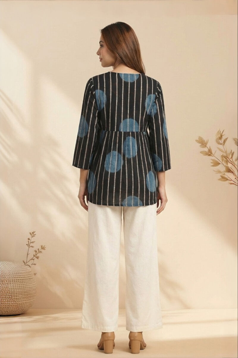 Midnight Indigo Ajrakh Dobby Top