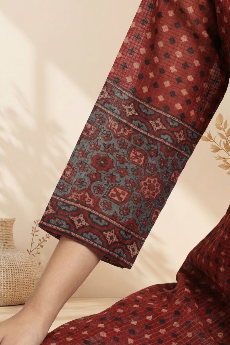 Maroon Elegance Ajrakh Dobby Kurta