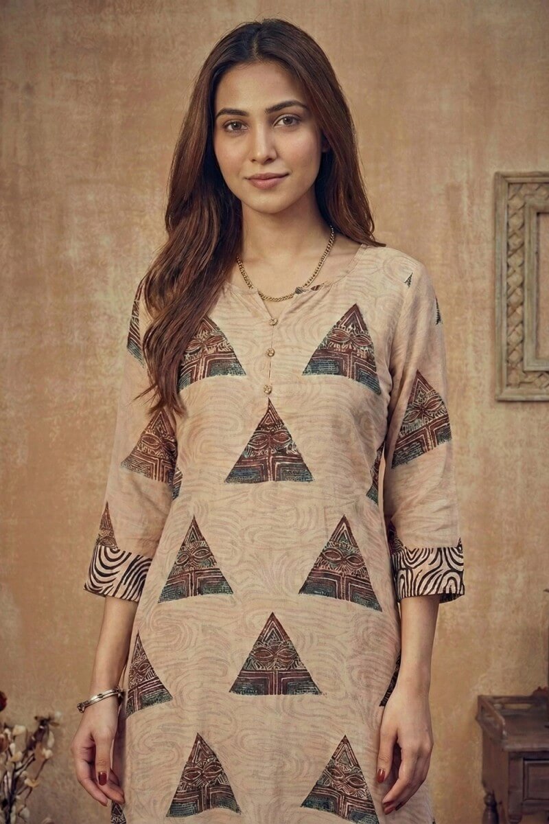 Desert Geometry Ajrakh Mulmul Dress