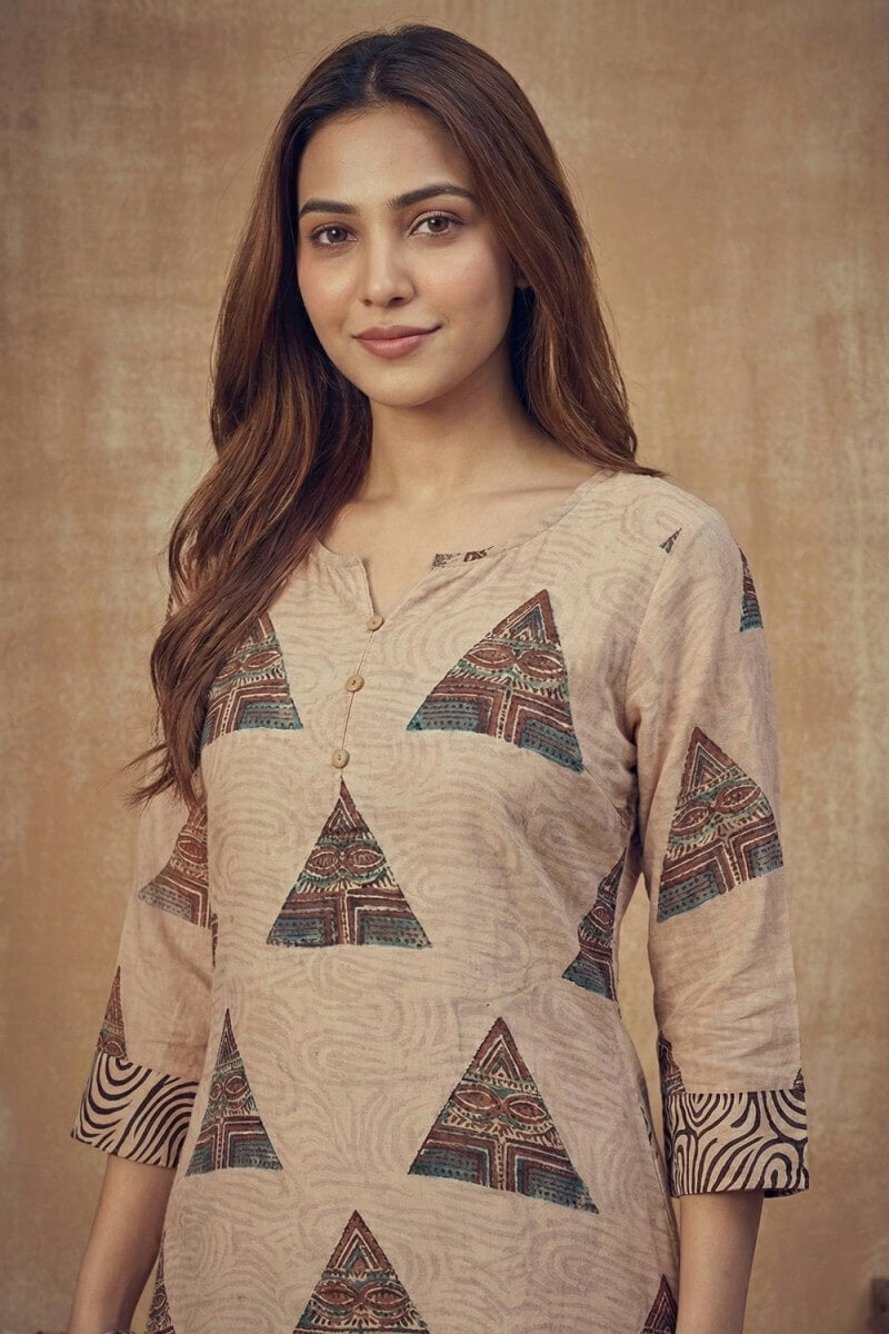 Desert Geometry Ajrakh Mulmul Dress