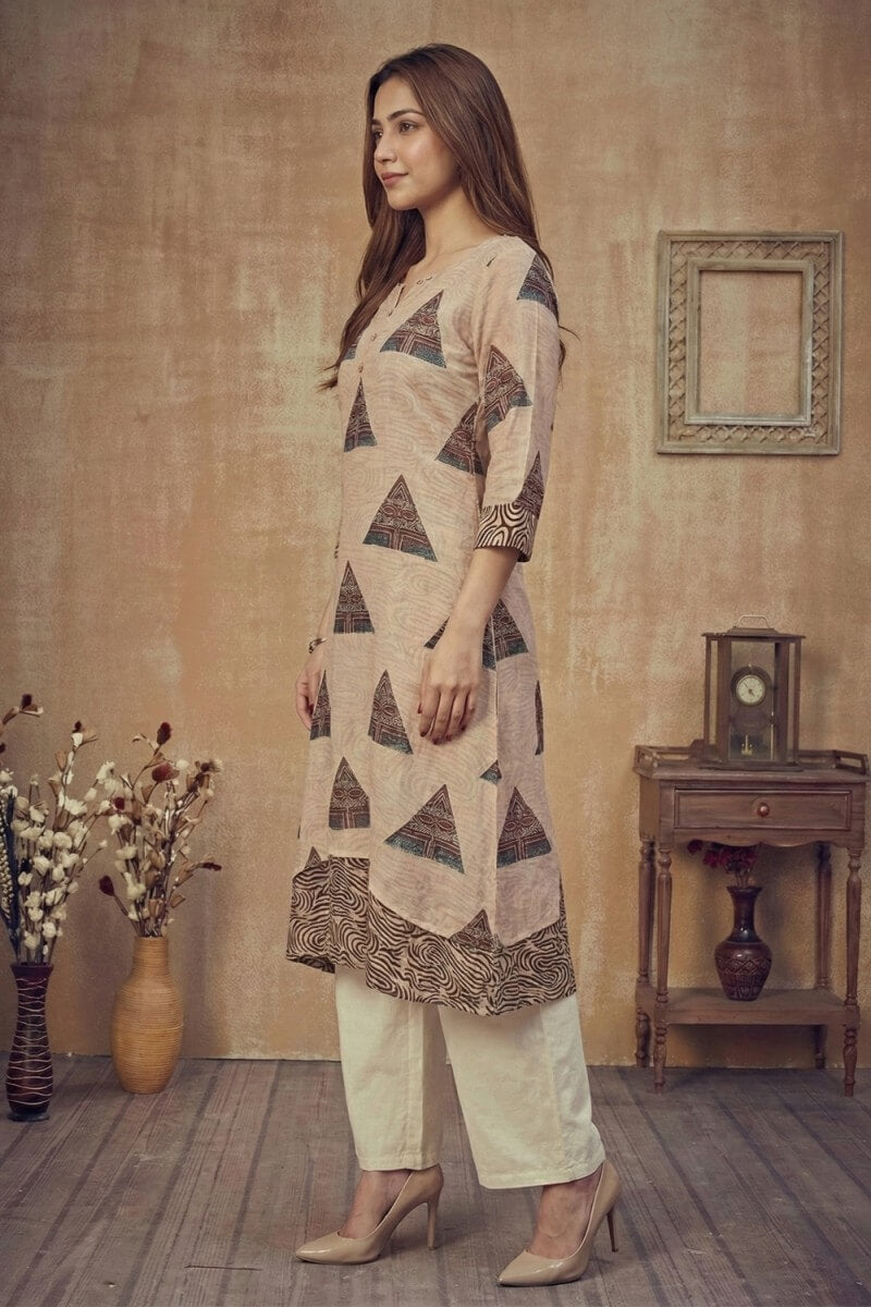 Desert Geometry Ajrakh Mulmul Dress