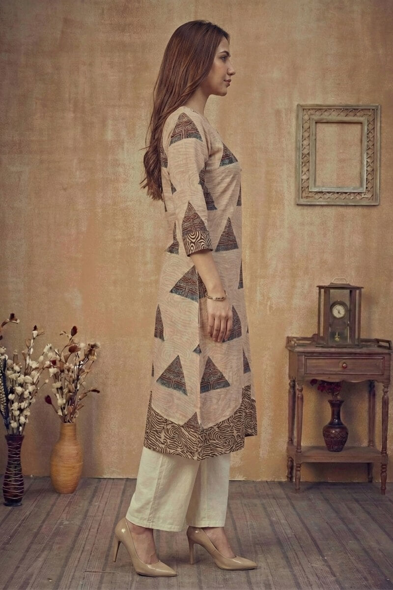 Desert Geometry Ajrakh Mulmul Dress