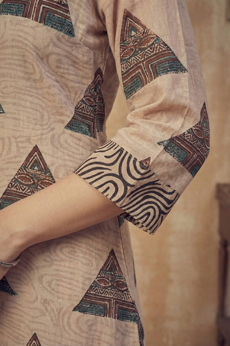 Desert Geometry Ajrakh Mulmul Dress
