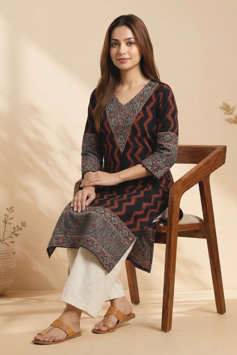 Midnight Ajrakh Rhythm Kurta