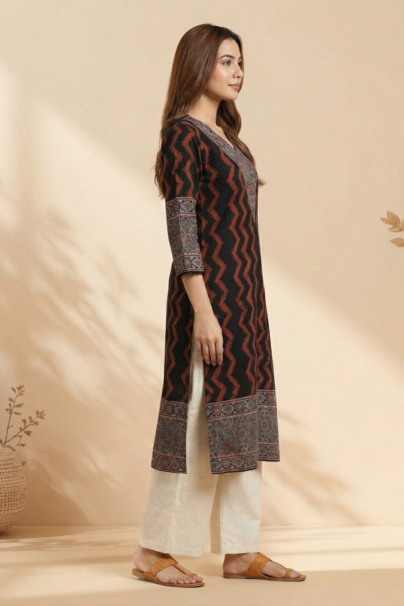 Midnight Ajrakh Rhythm Kurta