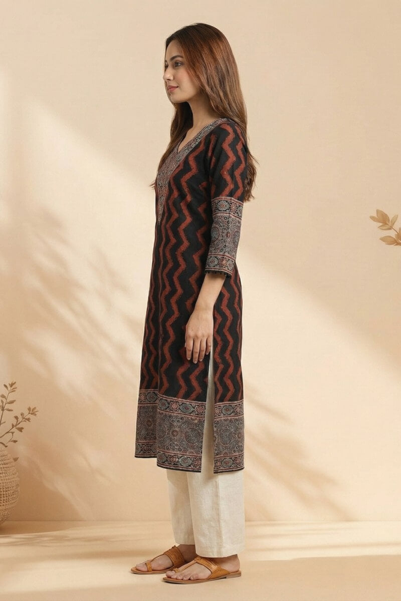Midnight Ajrakh Rhythm Kurta