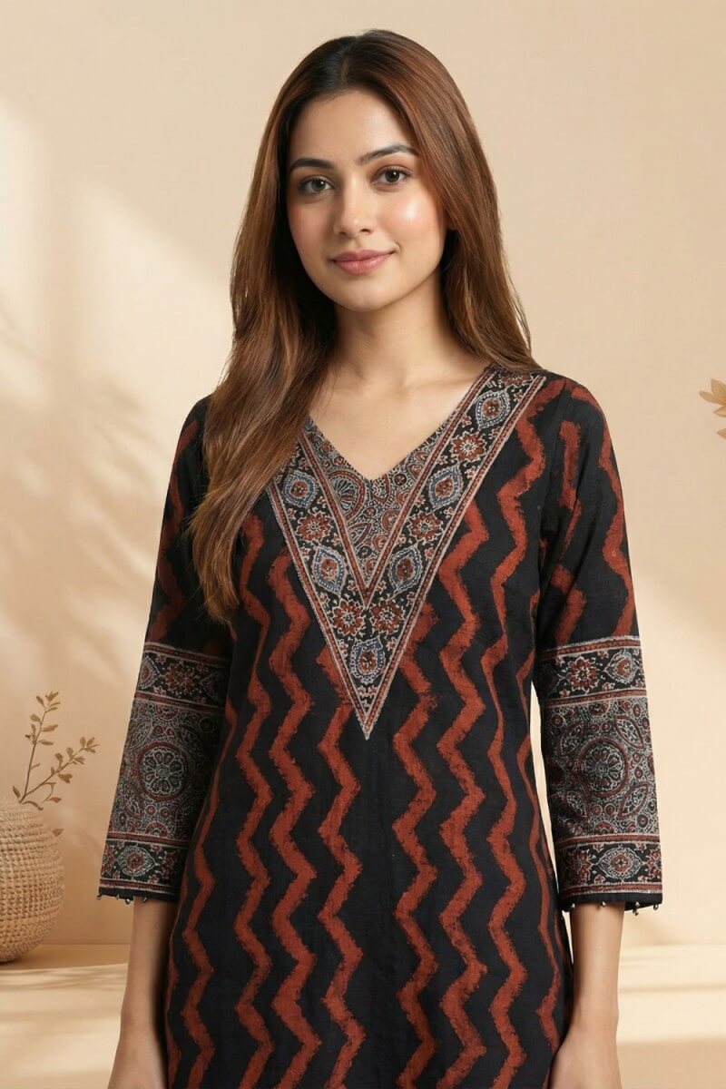 Midnight Ajrakh Rhythm Kurta
