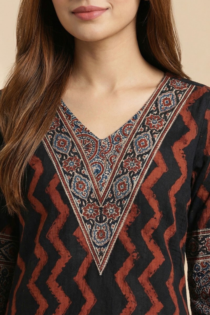 Midnight Ajrakh Rhythm Kurta