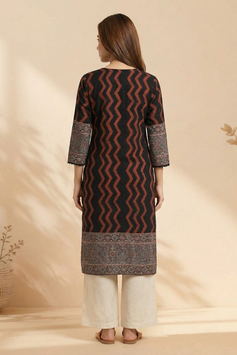 Midnight Ajrakh Rhythm Kurta