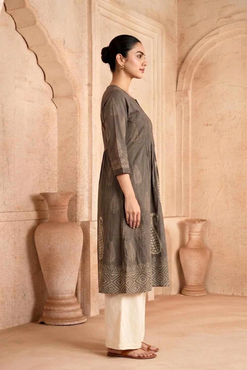 Smoky Earth Embroidered Kurta
