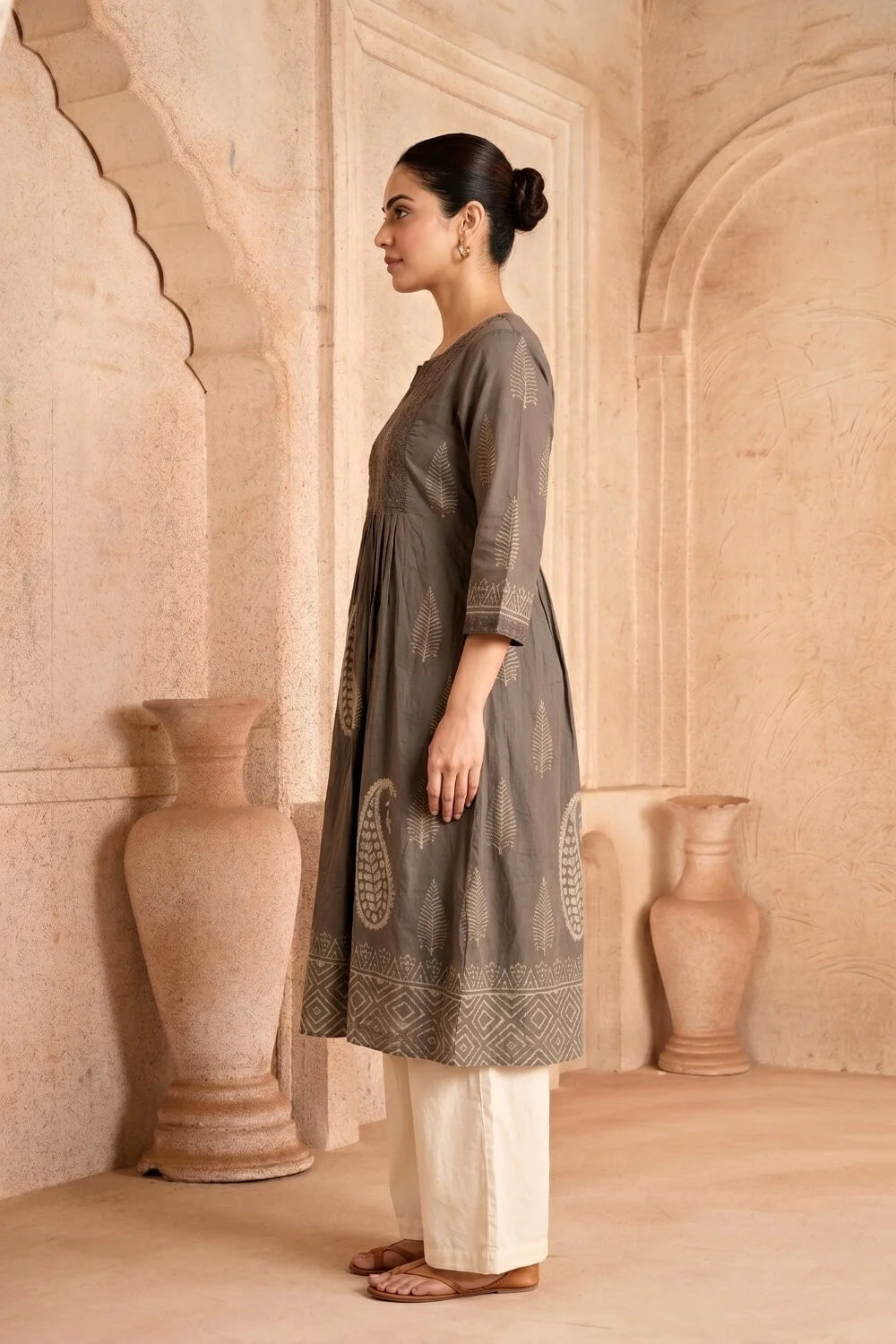 Smoky Earth Embroidered Kurta