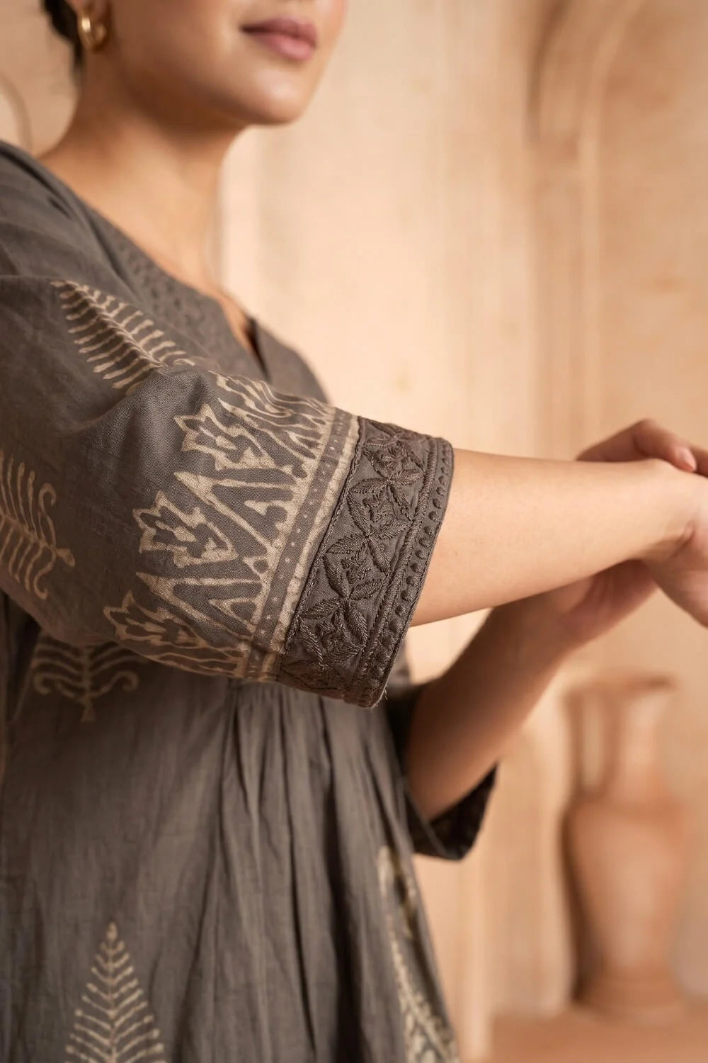 Smoky Earth Embroidered Kurta