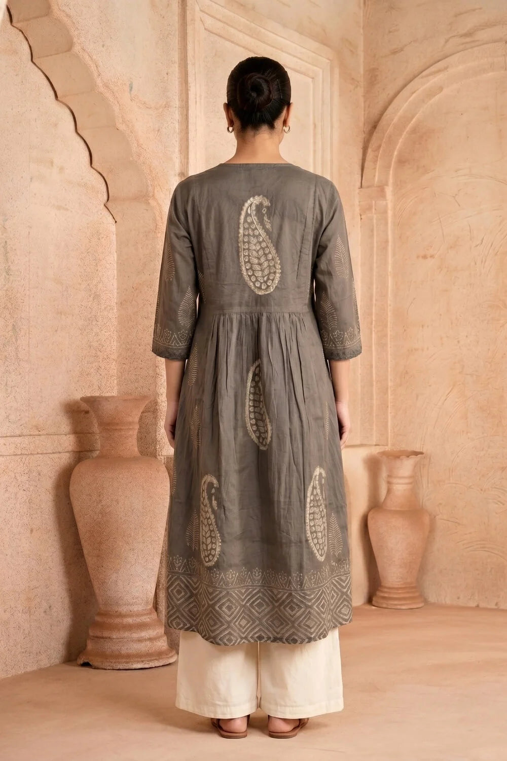 Smoky Earth Embroidered Kurta