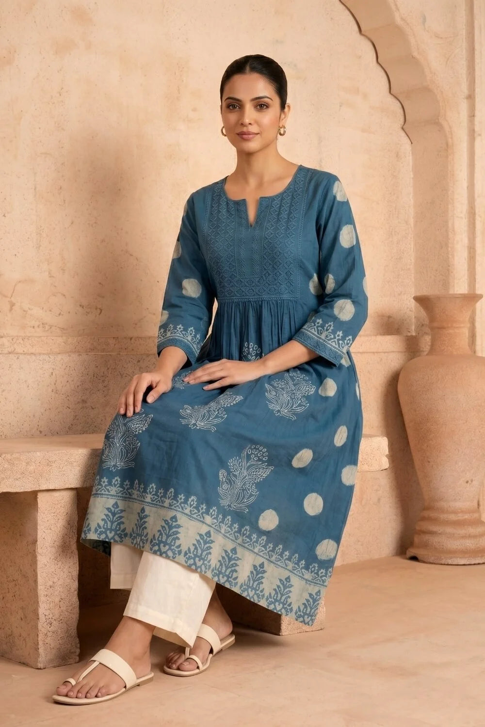 Indigo Aster Embroidered Kurta