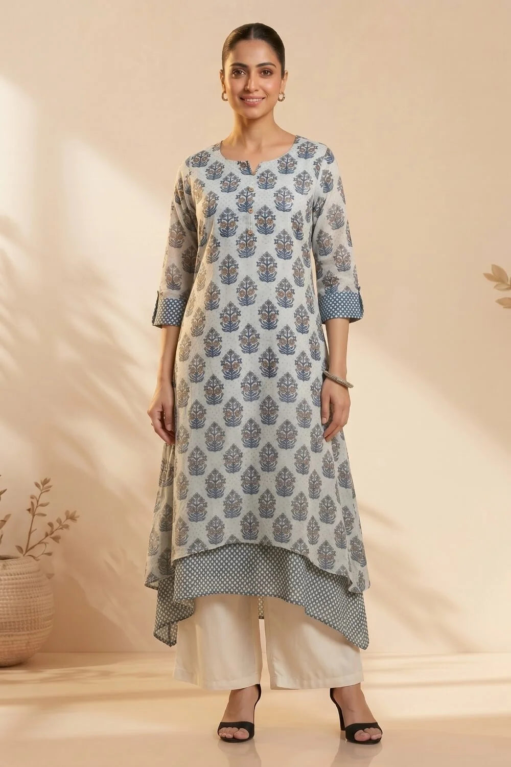 Bluebell Whisper Mulmul Layered Dress