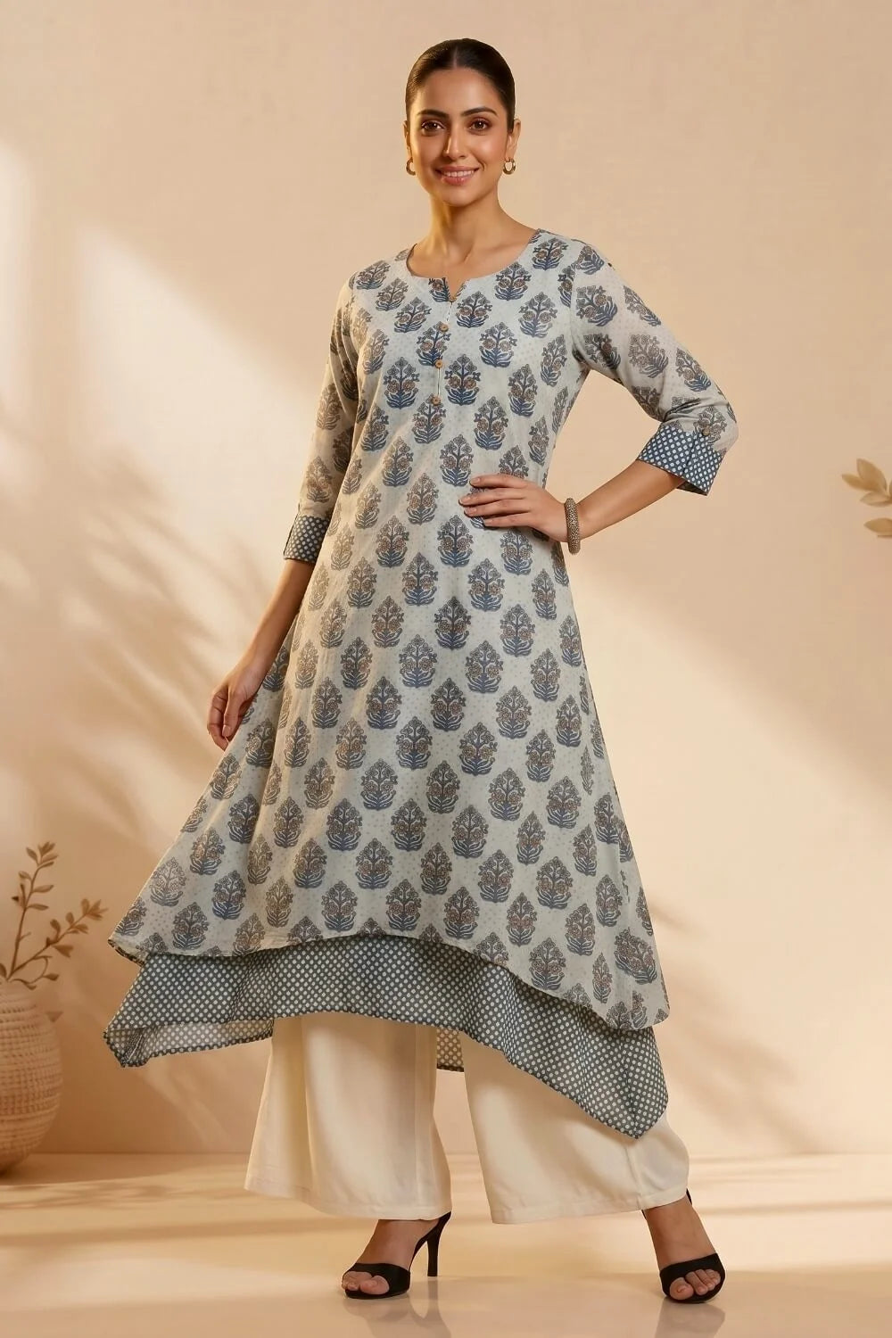 Bluebell Whisper Mulmul Layered Dress