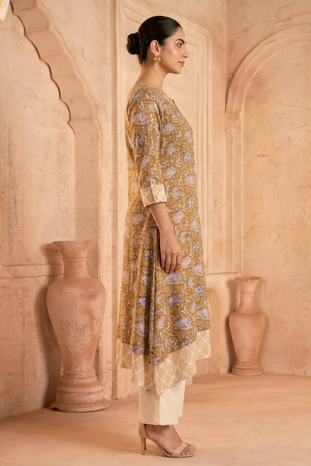Sunehri Bloom Mulmul Layered Dress