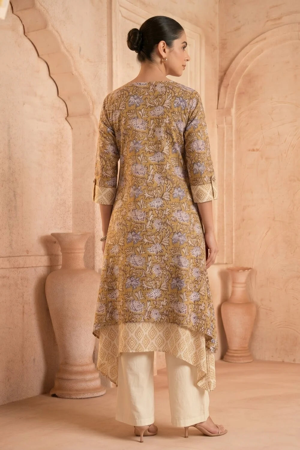 Sunehri Bloom Mulmul Layered Dress